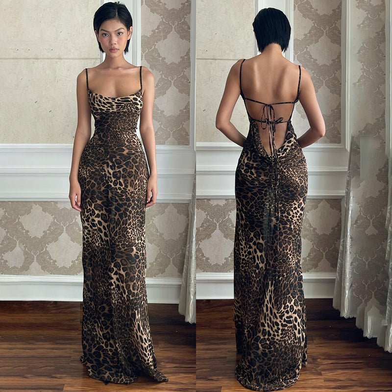 Ruth | Glamorous Backless Leopard Maxi Dress - Honeyvine