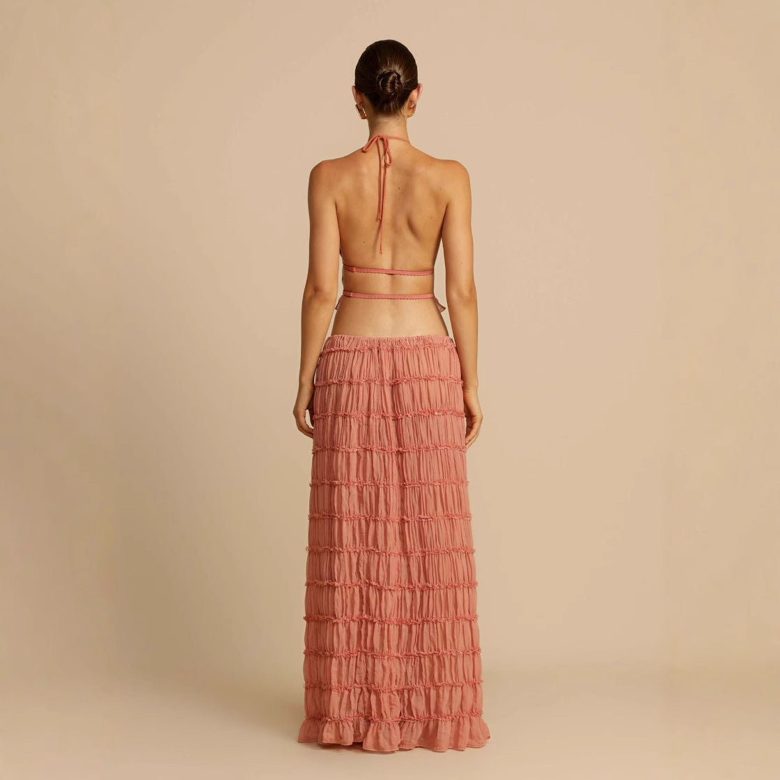 Alessia | Bohemian Ruffle Crop Top & Maxi Skirt Set