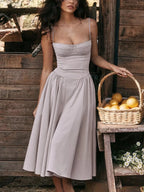 Claire | Sweetheart Corset Bustier Midi Dress - HoneyvineDress