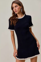 Justine | Timeless Ruffled Sweater Knit Chic Mini Dress - HoneyvineDress