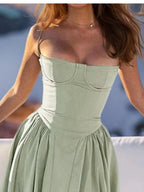 Claire | Sweetheart Corset Bustier Midi Dress - HoneyvineDress