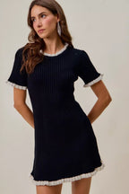Justine | Timeless Ruffled Sweater Knit Chic Mini Dress - HoneyvineDress