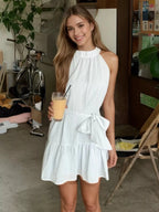 Eva | Casual Sleeveless Tie Waist Mini Flowy Summer Dress - HoneyvineDress
