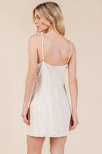 Arabella | Romantic White Lace Mini Cami Dress - HoneyvineDress