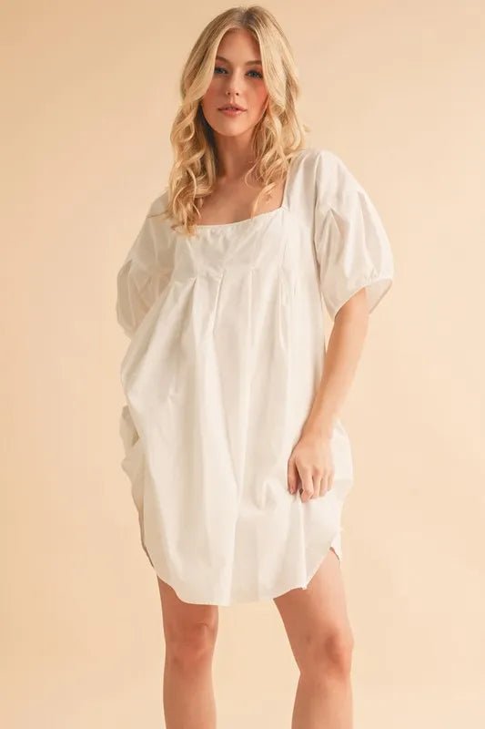 Josephine | Cotton Casual Chic Babydoll Summer Dress with Pockets - HoneyvineDress