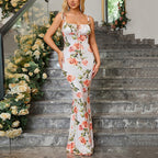 Marisol | Graceful Floral Tie-Strap Mermaid Maxi Dress