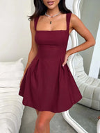 Eve | Feminine Navy Blue Skater Mini Casual Summer Dress - HoneyvineDress