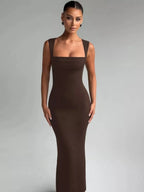 Bianca | Square Neck Sleeveless Maxi Dress - HoneyvineDress