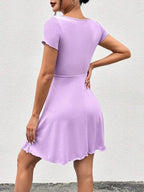 Genevieve | Feminine Tie Front Skater Mini Summer Dress - HoneyvineDress