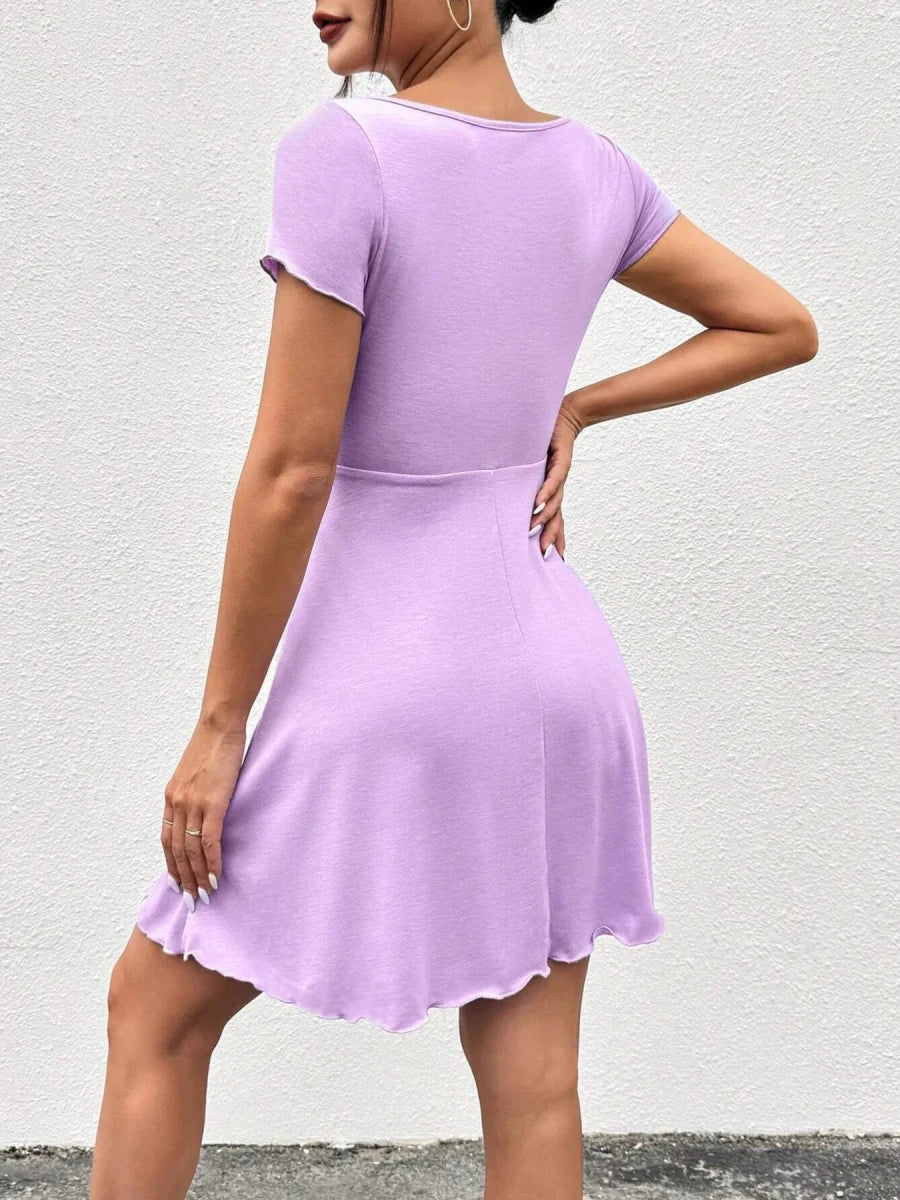 Genevieve | Feminine Tie Front Skater Mini Summer Dress - HoneyvineDress