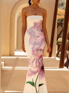 Donna | Vibrant Floral Maxi Mermaid Evening Dress - HoneyvineDress