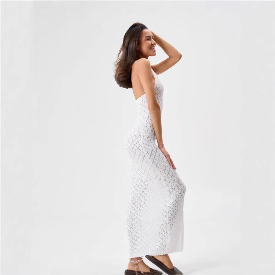 Jane | Crochet Knit Backless Beach Party Maxi Dress