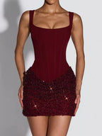 Audrey | Glam Sequin Bodycon Party Mini Dress - HoneyvineDress