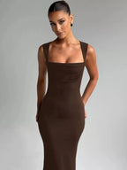 Bianca | Square Neck Sleeveless Maxi Dress - HoneyvineDress