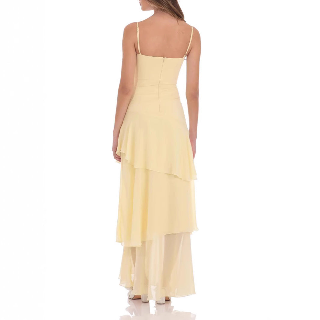 Carmen | Airy Backless Chiffon Maxi Dress