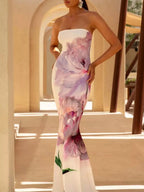 Donna | Vibrant Floral Maxi Mermaid Evening Dress - HoneyvineDress