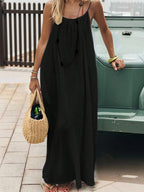 Solene | Bohemian Backless Pleated Cami Maxi Dress