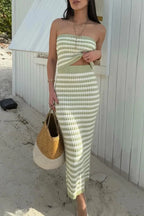 Holly | Soft Bandeau Knit Maxi Dress Resort Summer Look - HoneyvineDress