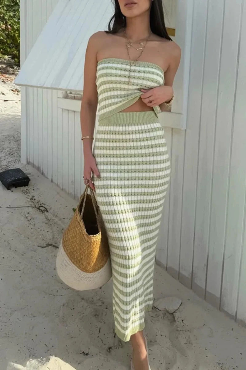 Holly | Soft Bandeau Knit Maxi Dress Resort Summer Look - HoneyvineDress