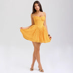 Alba | Vibrant Corset Princess Mini Dress For Summer Festivals - Honeyvine