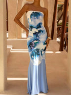 Donna | Vibrant Floral Maxi Mermaid Evening Dress - HoneyvineDress