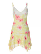 Lucia | Elegant Sheer Floral Print Mini Party Dress - HoneyvineDress