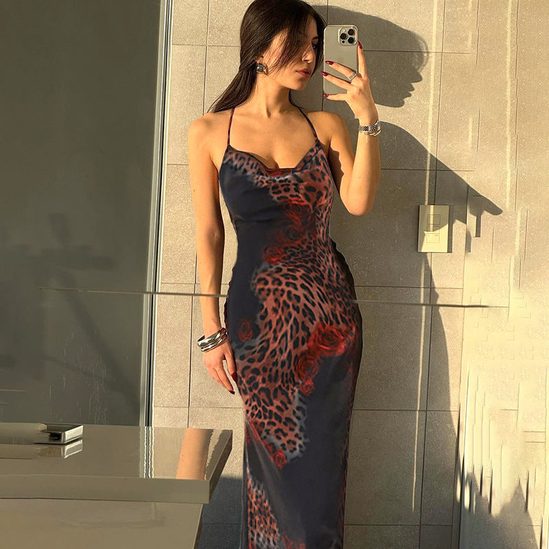 Dara | Leopard Print Backless Scoop Neck Dress