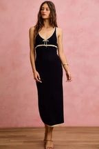 Elara | Elegant Black Knit Maxi Bodycon Resort Dress - HoneyvineDress