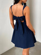 Eve | Feminine Navy Blue Skater Mini Casual Summer Dress - HoneyvineDress