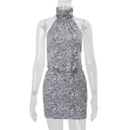 Blanche | Zebra Print Backless Bodycon Mini Dress