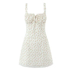 Cora | Floral A-Line Rosebud Tie-Front Mini Dress