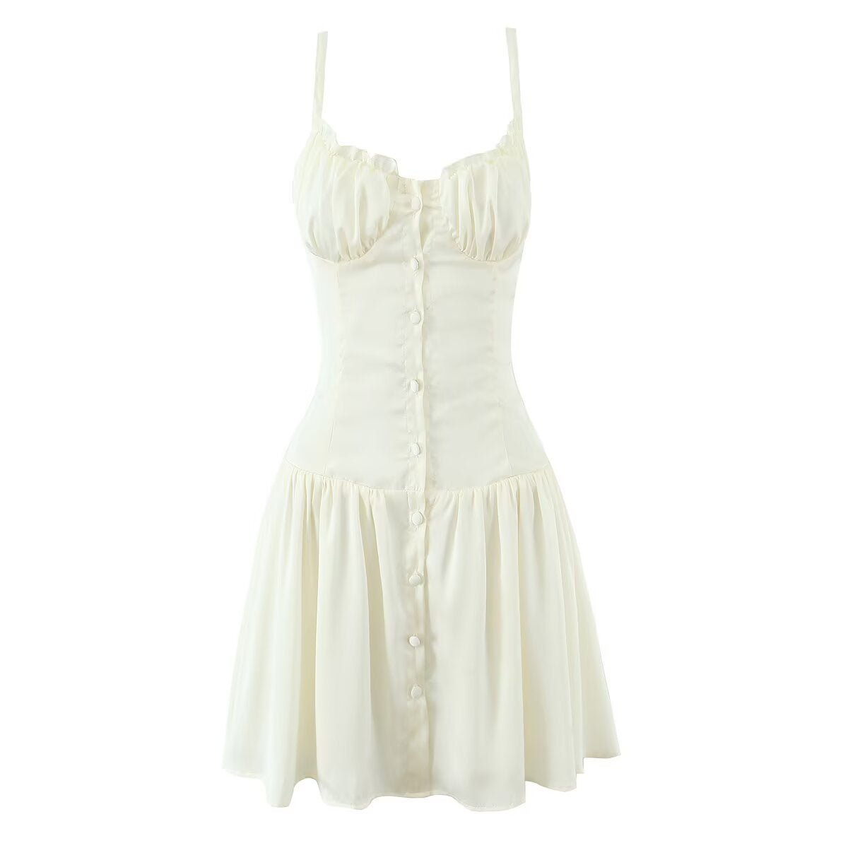 Odette | Charming Ruched Button Front Corset Mini Dress - Honeyvine