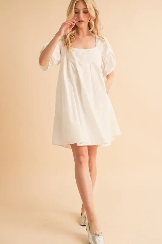 Josephine | Cotton Casual Chic Babydoll Summer Dress with Pockets - HoneyvineDress