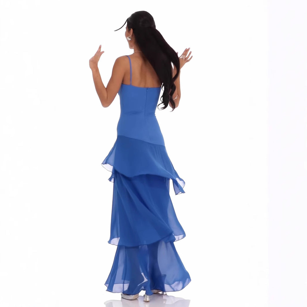 Carmen | Airy Backless Chiffon Maxi Dress