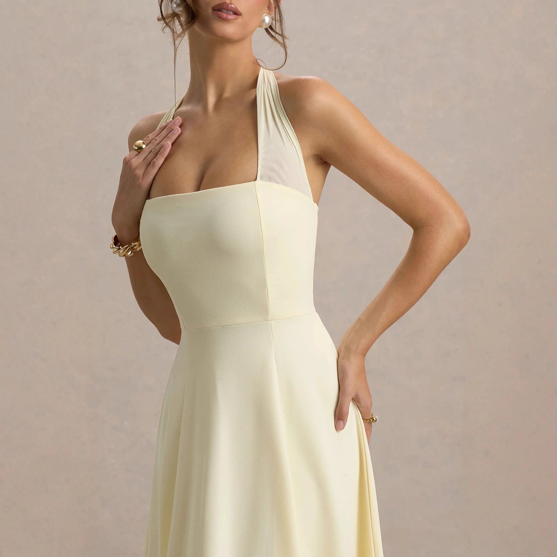 Carla | Halter Square Neck Midi Dress