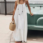 Solene | Bohemian Backless Pleated Cami Maxi Dress