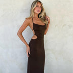 Irène | Cutout Cowl Neck Rooftop Party Maxi Dress