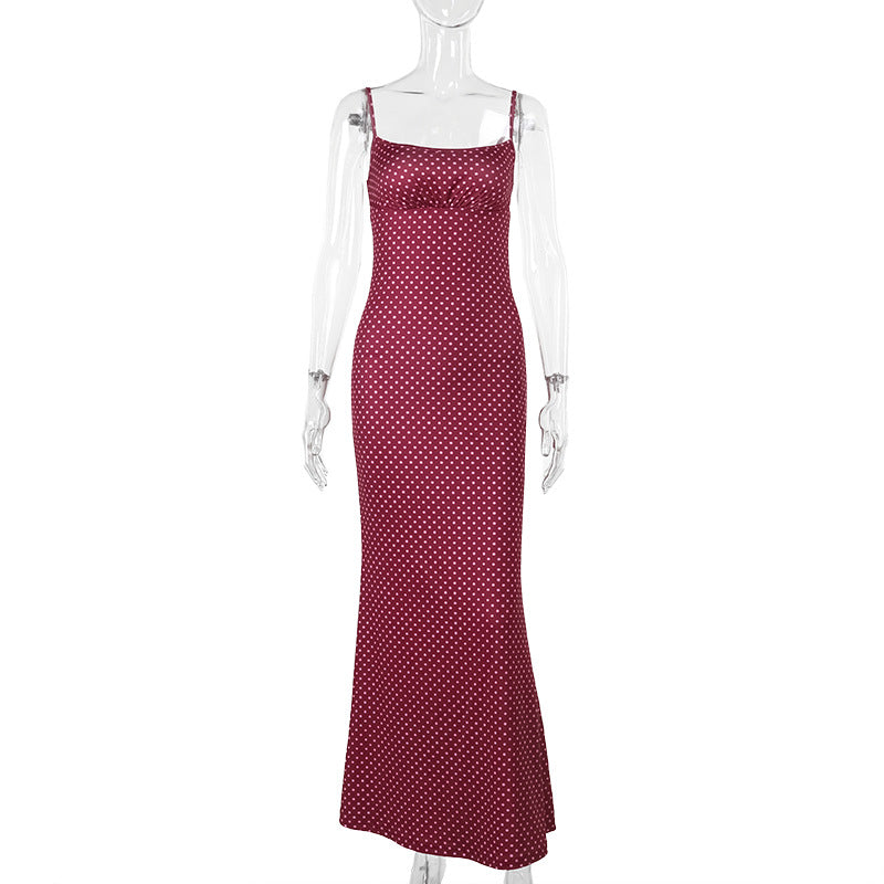 Emilia | Polka Dot Slip Backless Maxi Dress