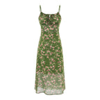 Talia | Dreamy Floral Tie Front Slip Midi Dress - Honeyvine