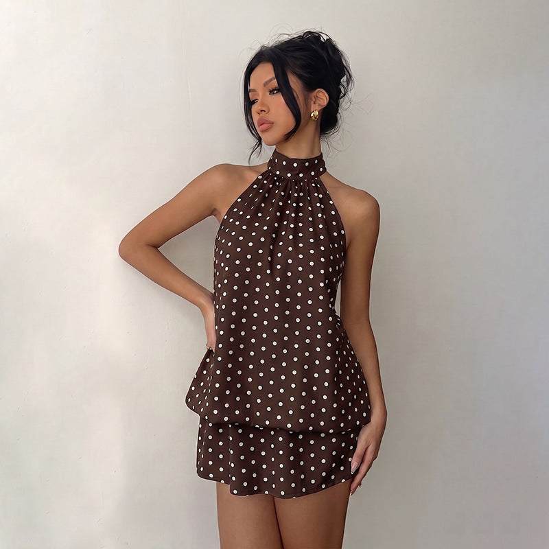 Amélie | Polka Dot Backless Brunch Mini Dress