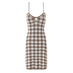 Lucy | Chic Brown Gingham Knit Mini Dress