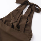 Hazel | Ruched Cowl Neck Halter Mini Dress