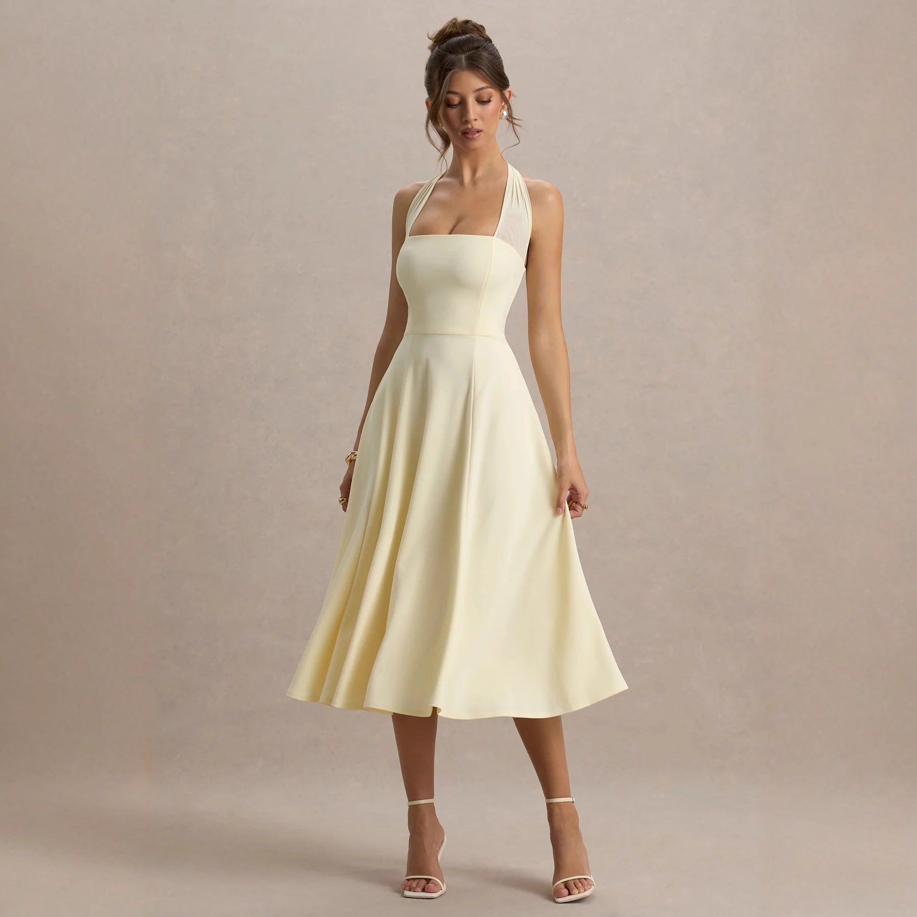 Carla | Halter Square Neck Midi Dress