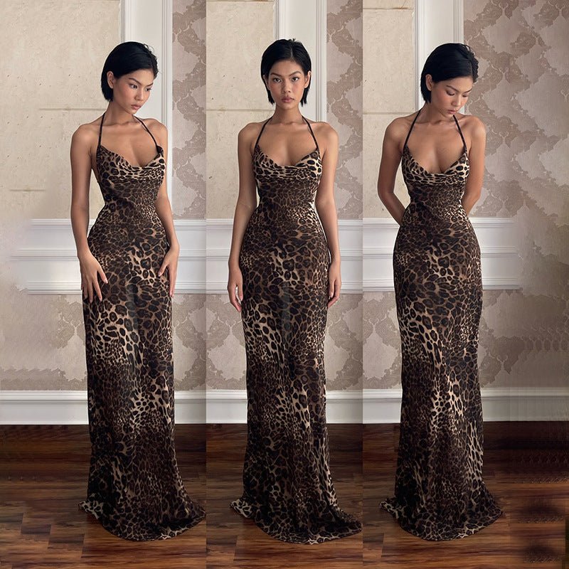 Ruth | Glamorous Backless Leopard Maxi Dress - Honeyvine