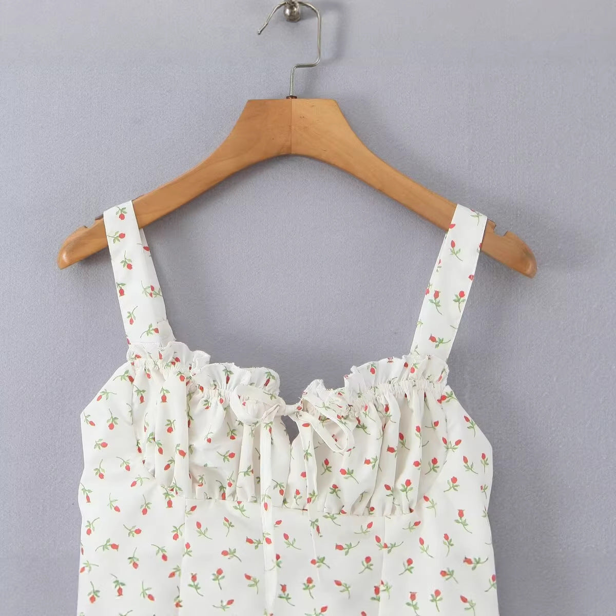Cora | Floral A-Line Rosebud Tie-Front Mini Dress