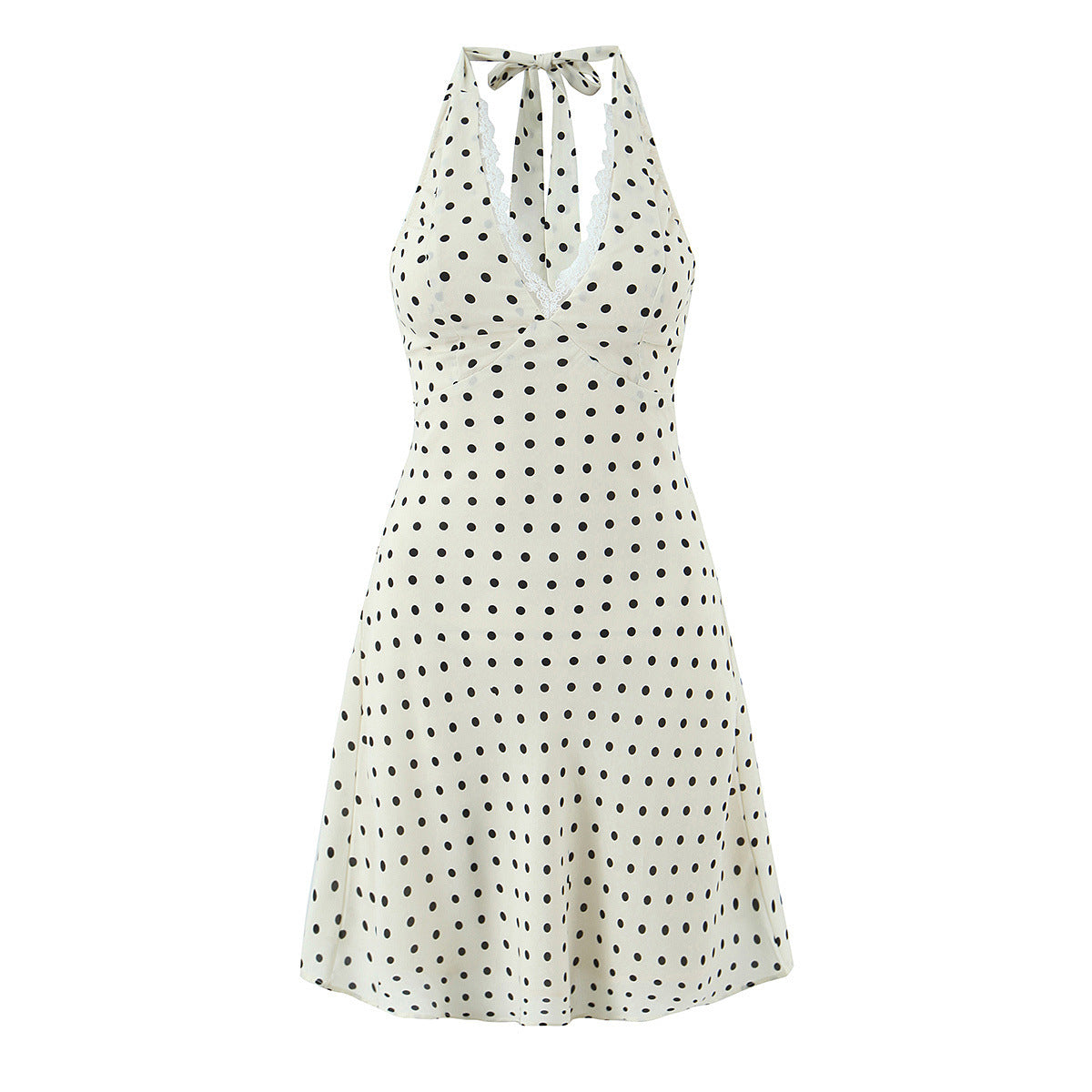 Colette | Playful Polka Dot Lace Halter Mini Dress