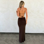 Irène | Cutout Cowl Neck Rooftop Party Maxi Dress
