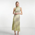 Carla | Satin Backless Midi Office Dress