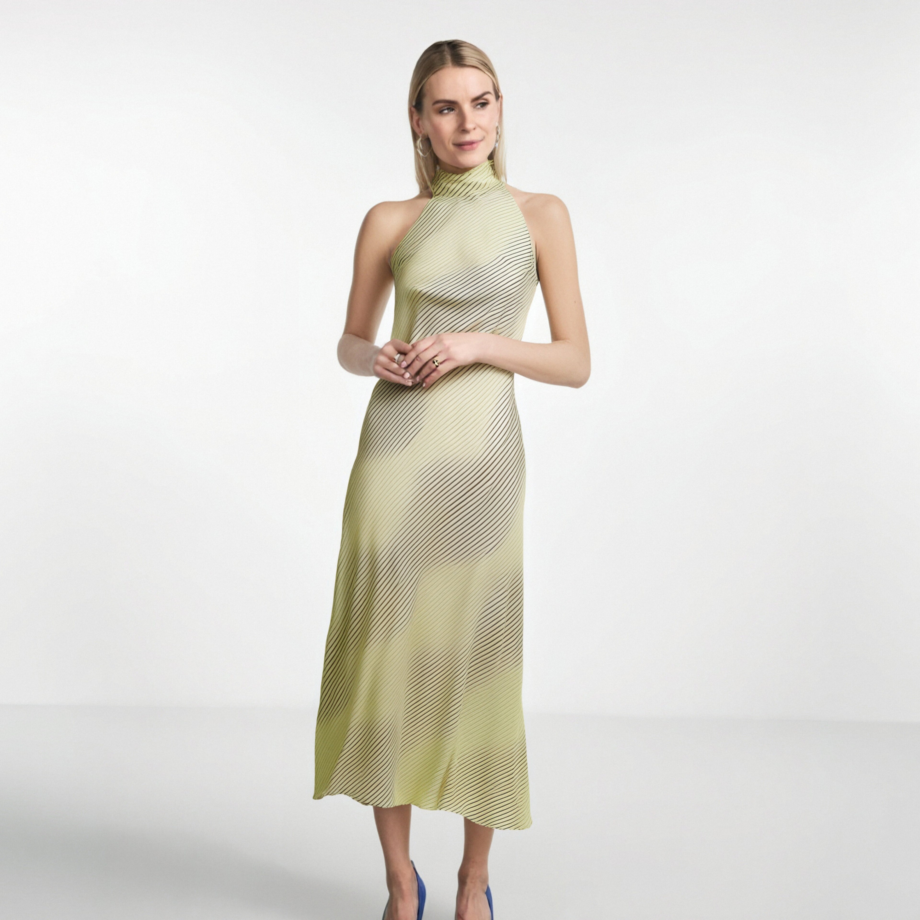 Carla | Satin Backless Midi Office Dress