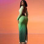 Isabel | Ombre Tie Front Cutout Maxi Dress